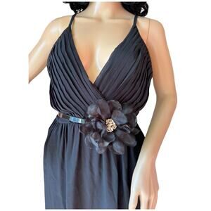 NWT White House Black Market Belt Flower Black Women's XS Leather 31.5” Long